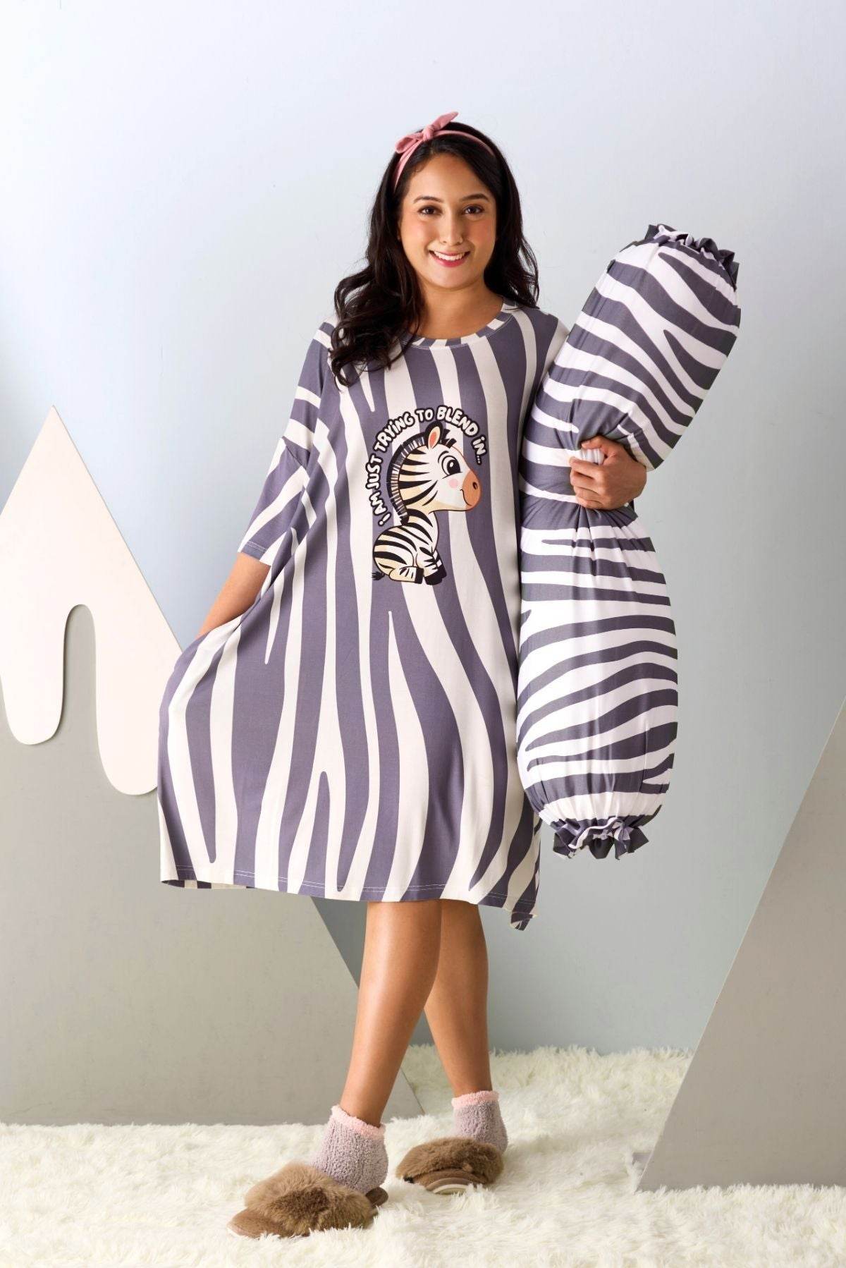 Zebra Sleep Tee & Bolster Cover - Mysleeptee